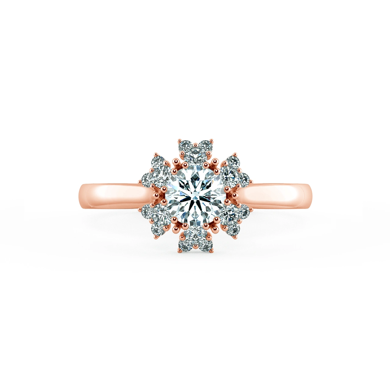 Apricot Blossom Halo engagement Ring with shiny Band NCH2002 2